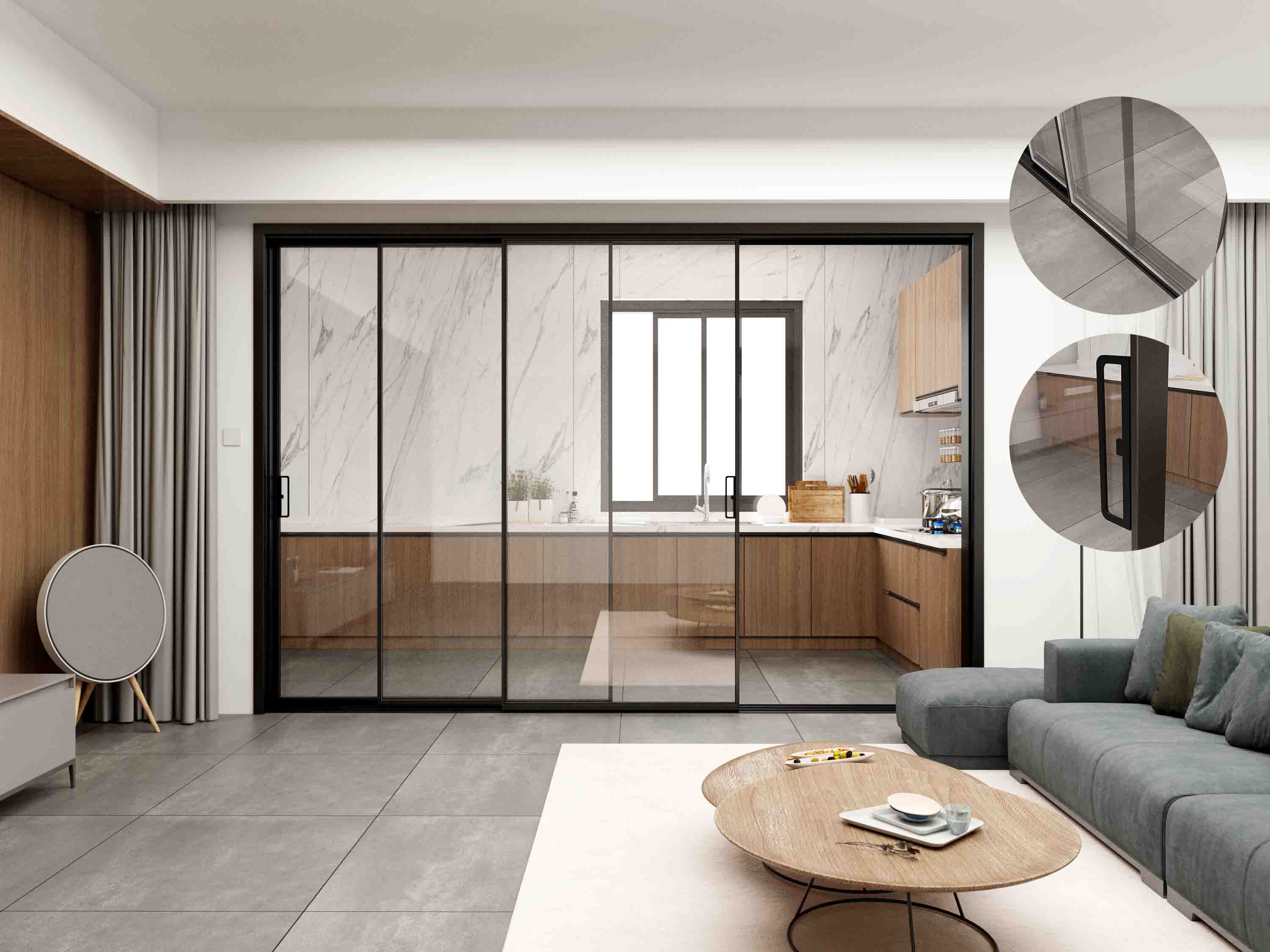 Aluminium slim sliding door(AL98)