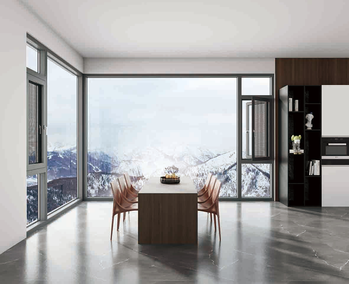 Aluminium thermal break casement window with screen（AL110）