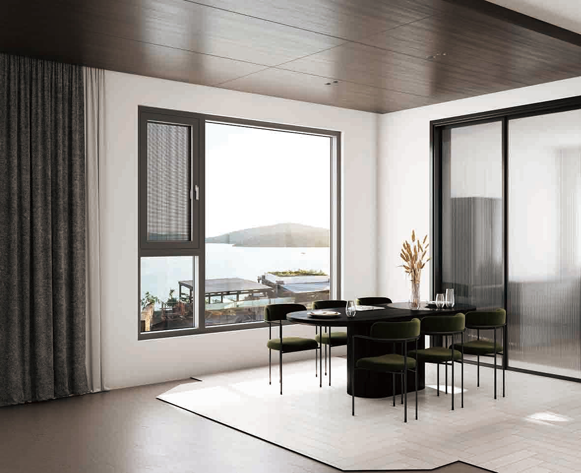 Aluminium thermal break casement window with screen（AL110）